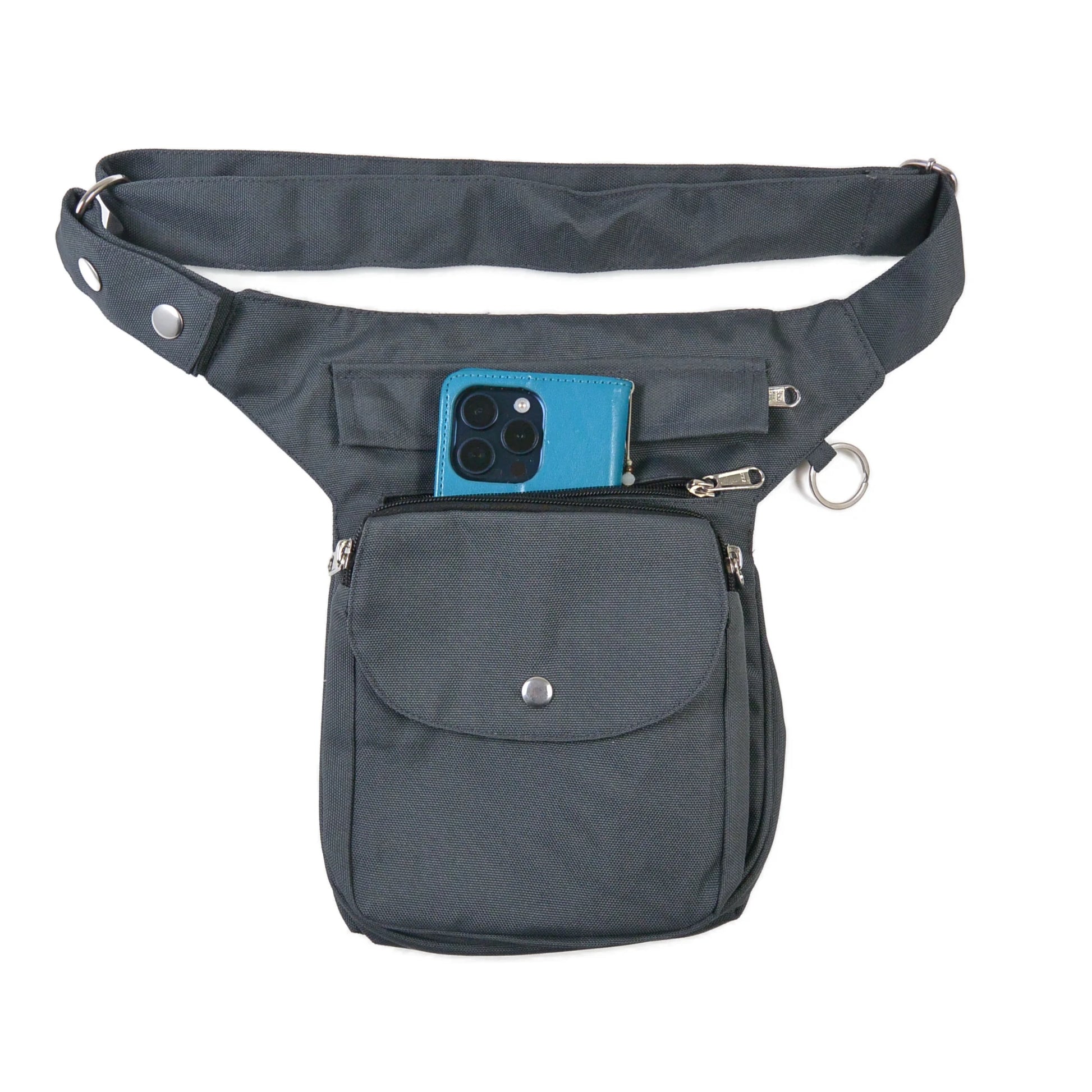 Wasserabweisende Gassitasche Super-Hannover in Anthrazit aus robustem Stoff mit mehreren Fächern und verstellbarem Gurt.