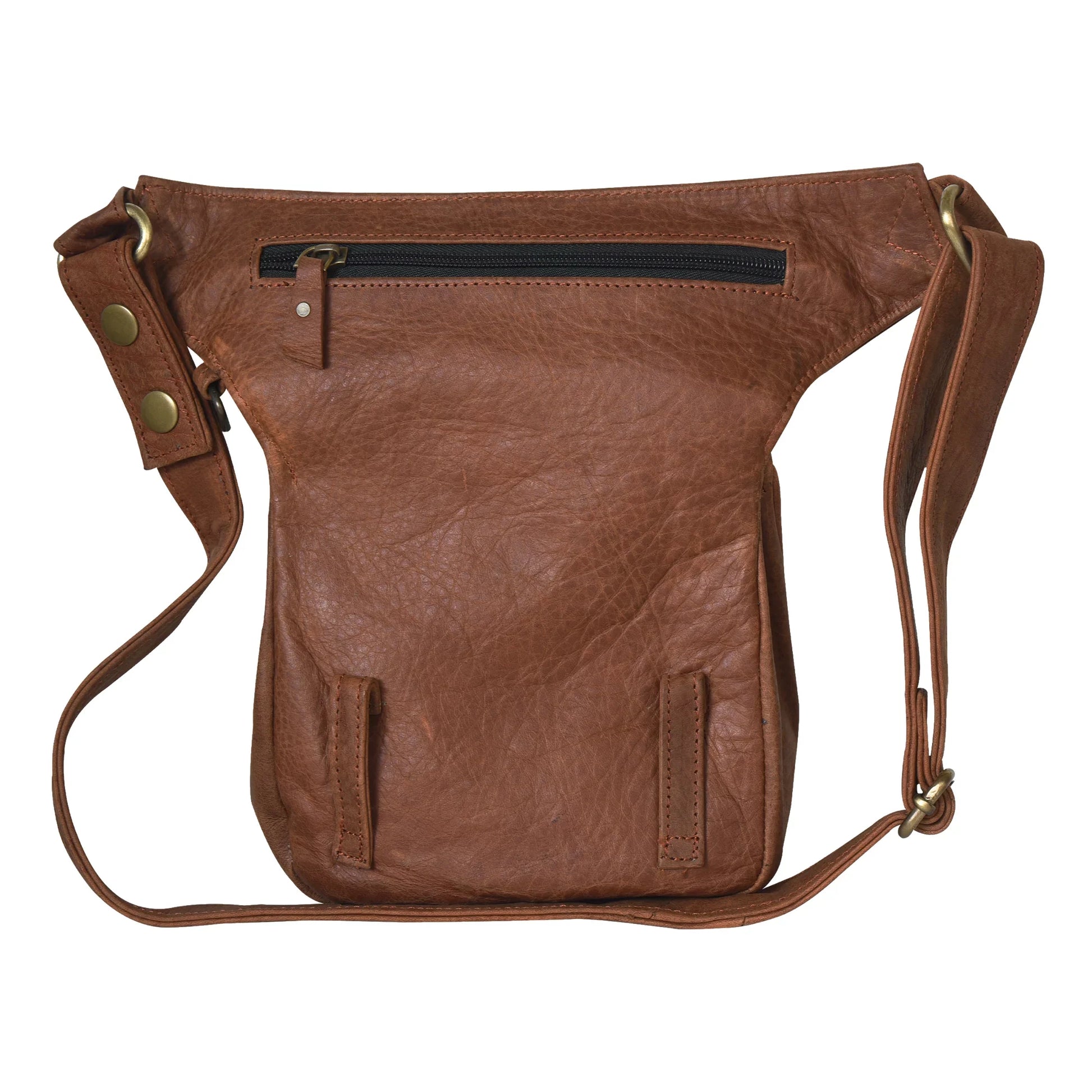 Gassitasche Hannover in Cognac aus Echtleder, Rückseite