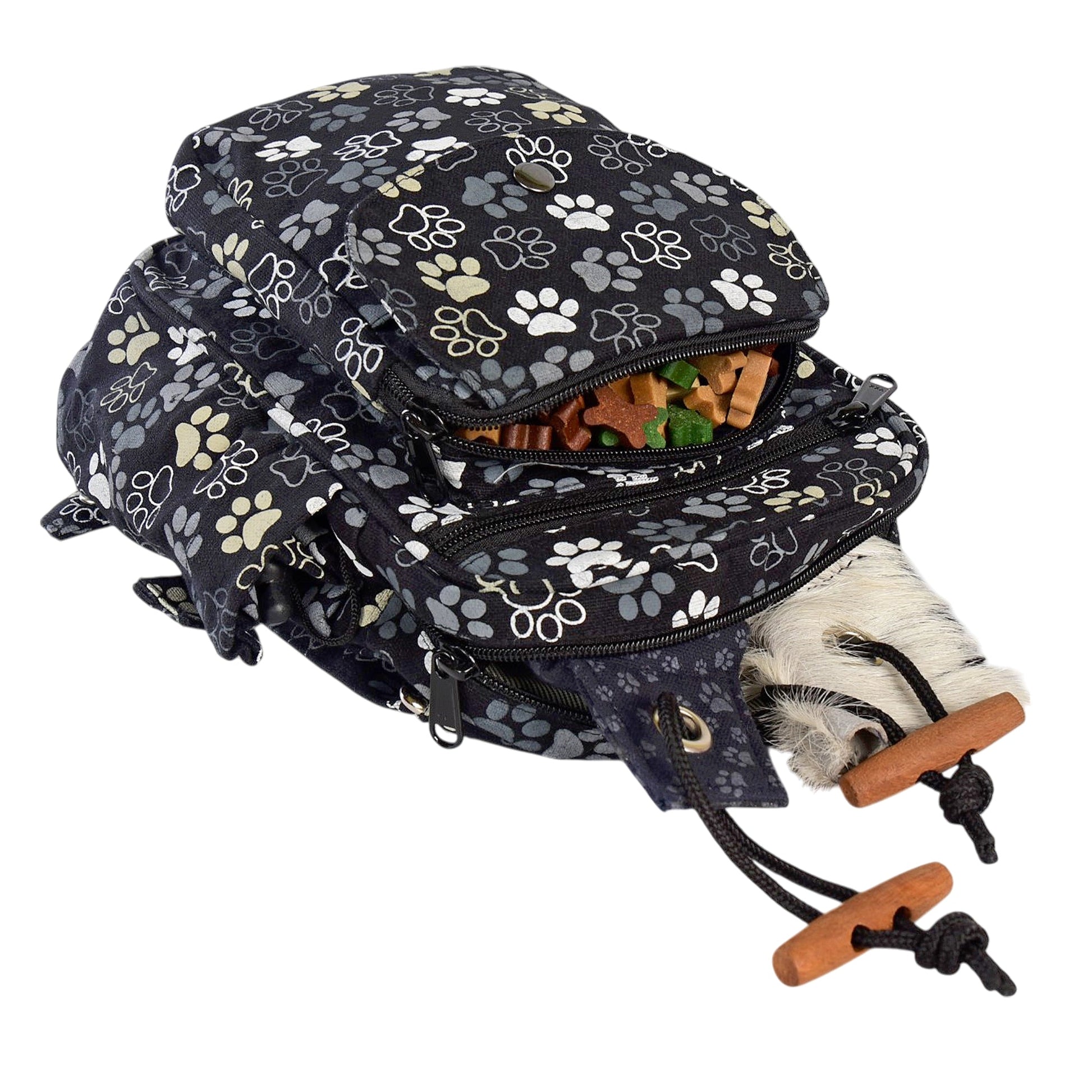 Gassitasche geöffnet mit Hundeleckerlis und Trainings-Dummy im Hauptfach – ideal für Hundebesitzer - Konstanz HS 38 / 71038 Nijens Shop