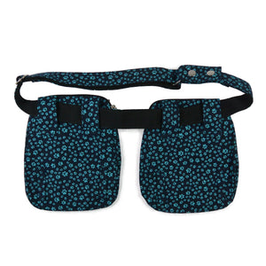 Nijens Doppelte Gassi-Tasche Leckerli-Beutel mit Pfoten-Motiv in Teal für Hundetraining, Rückseite