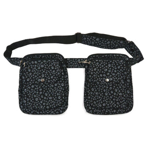 Doppelte Gassi-Tasche - Stoff, Schwarz mit kleinen Pfoten - Dresden 37 Nijens Shop