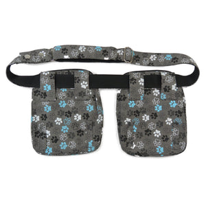 Doppelte Gassi-Tasche - Stoff, Grau mit großen Pfoten  - Dresden 49 Nijens Shop