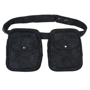 Doppelte Gassi-Tasche - Stoff, Schwarz mit floralen Ornamenten  - Dresden 57 Nijens Shop