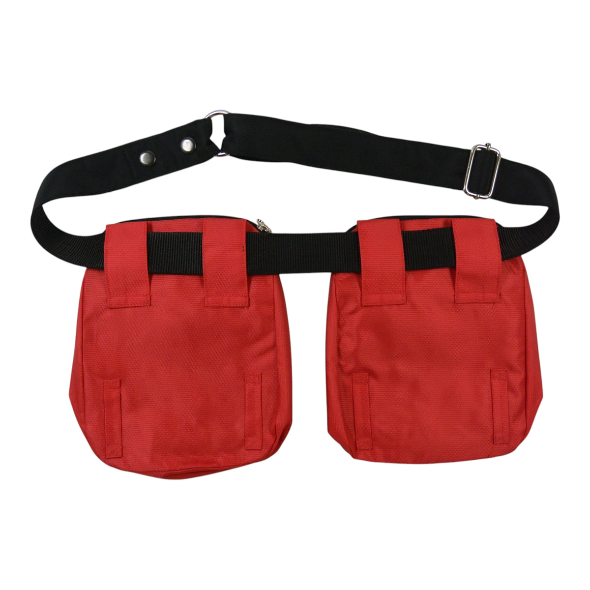 Gassitaschen-Set aus wasserabweisendem Stoff in Rot. Rückansicht.