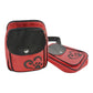 Gassitaschen-Set aus wasserabweisendem Stoff in Rot mit Herz- und Pfotenapplikation in Schwarz.