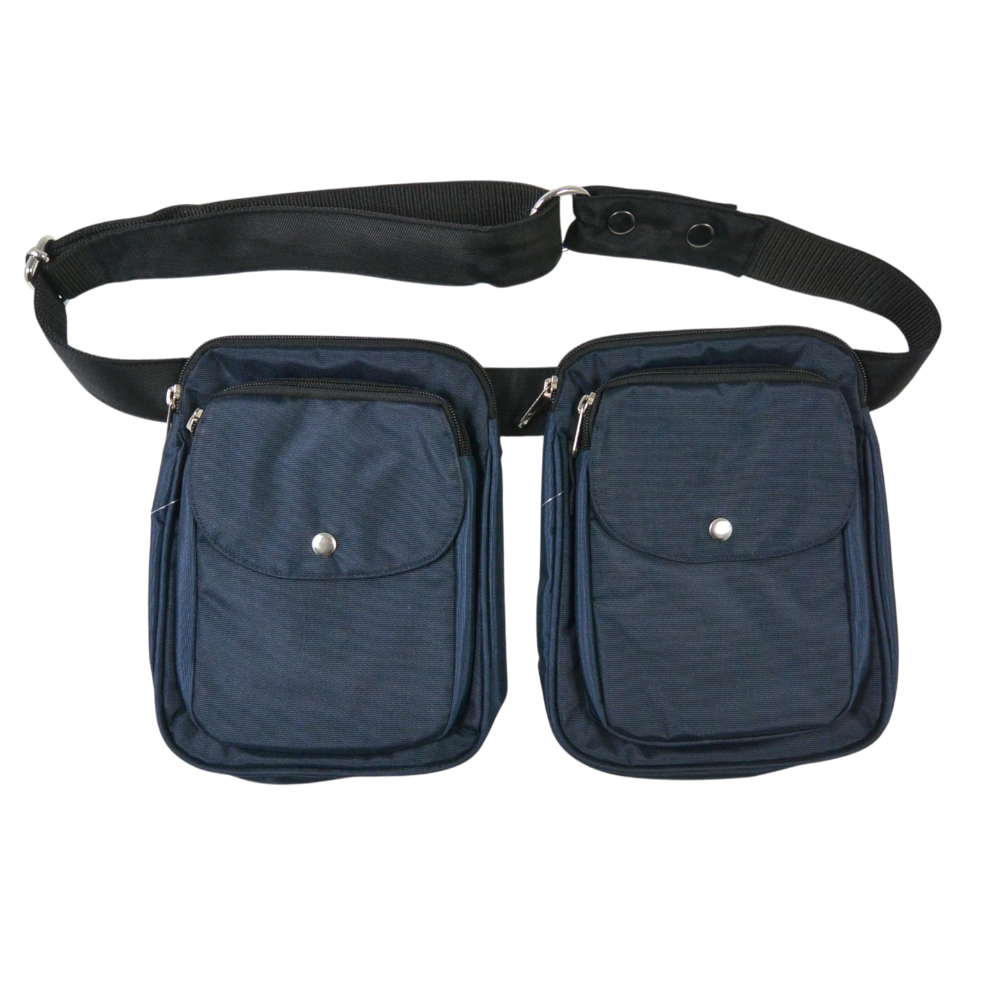 Doppelte Gassi-Tasche Dresden in Dunkelblau mit verstellbarem Gürtel