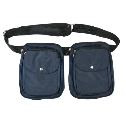Doppelte Gassi-Tasche Dresden in Dunkelblau mit verstellbarem Gürtel