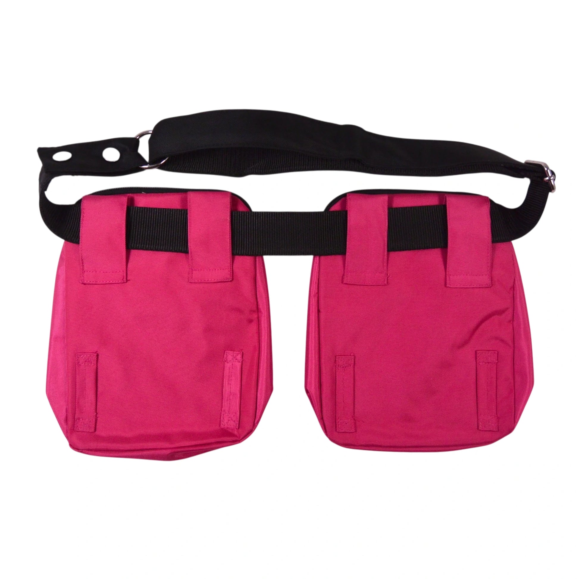 Rückseite der doppelten Gassi-Tasche Dresden in Rosa mit verstellbarem Gürtel