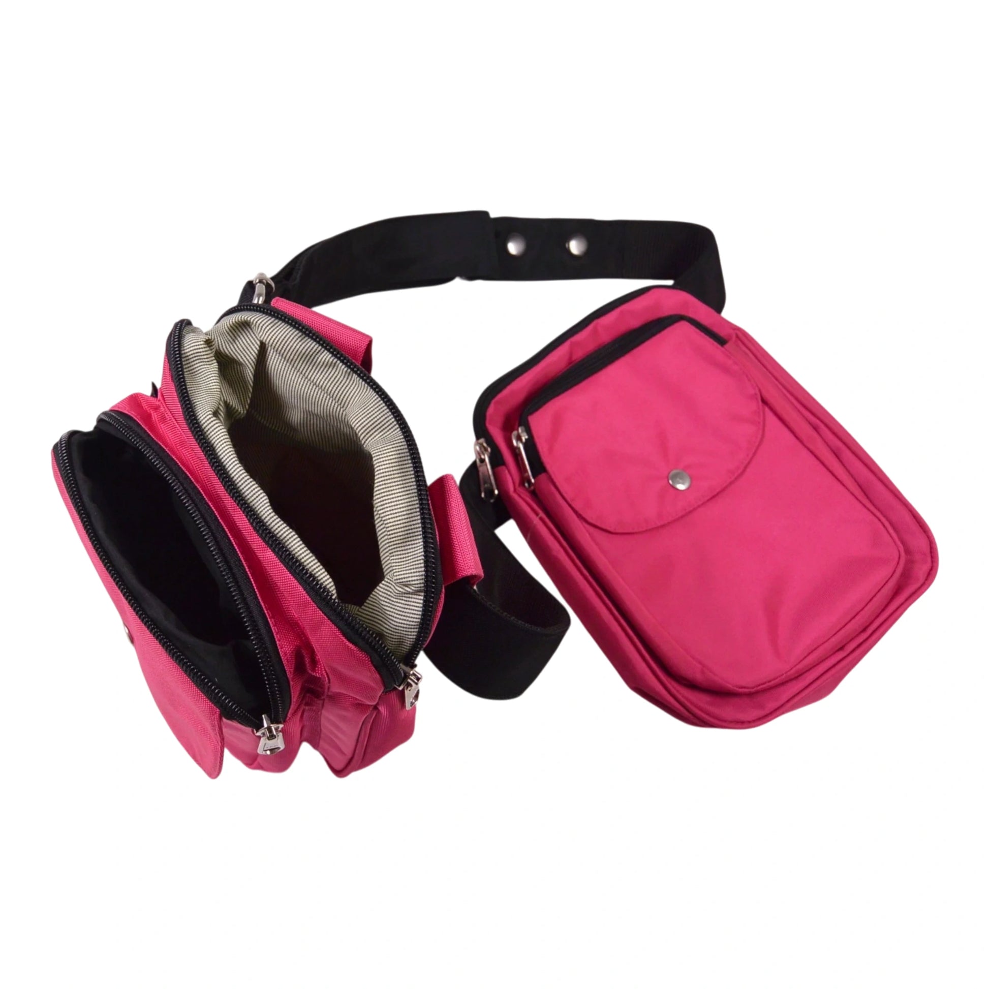 Innenansicht der Gassi-Tasche Dresden in Rosa mit mehreren Fächern und Futter