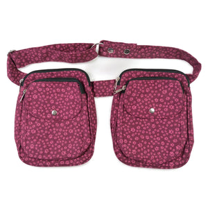Nijens Doppelte Gassi-Tasche Leckerli-Beutel mit Pfoten-Motiv in Magenta für Hundetraining 