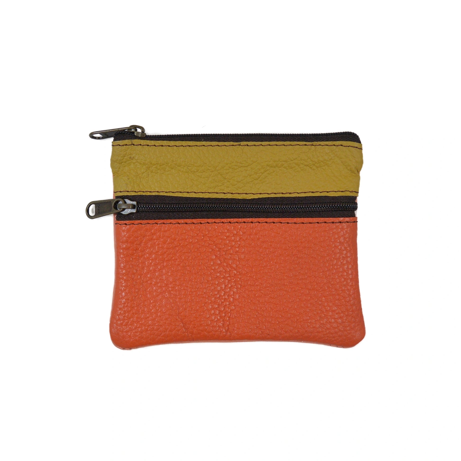 Leder-Portemonnaie, Geldbörse aus Leder Orange-Grün