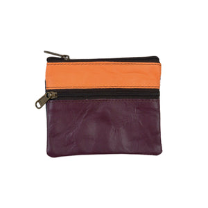 Leder-Portemonnaie, Geldbörse aus Leder Orange-Lila