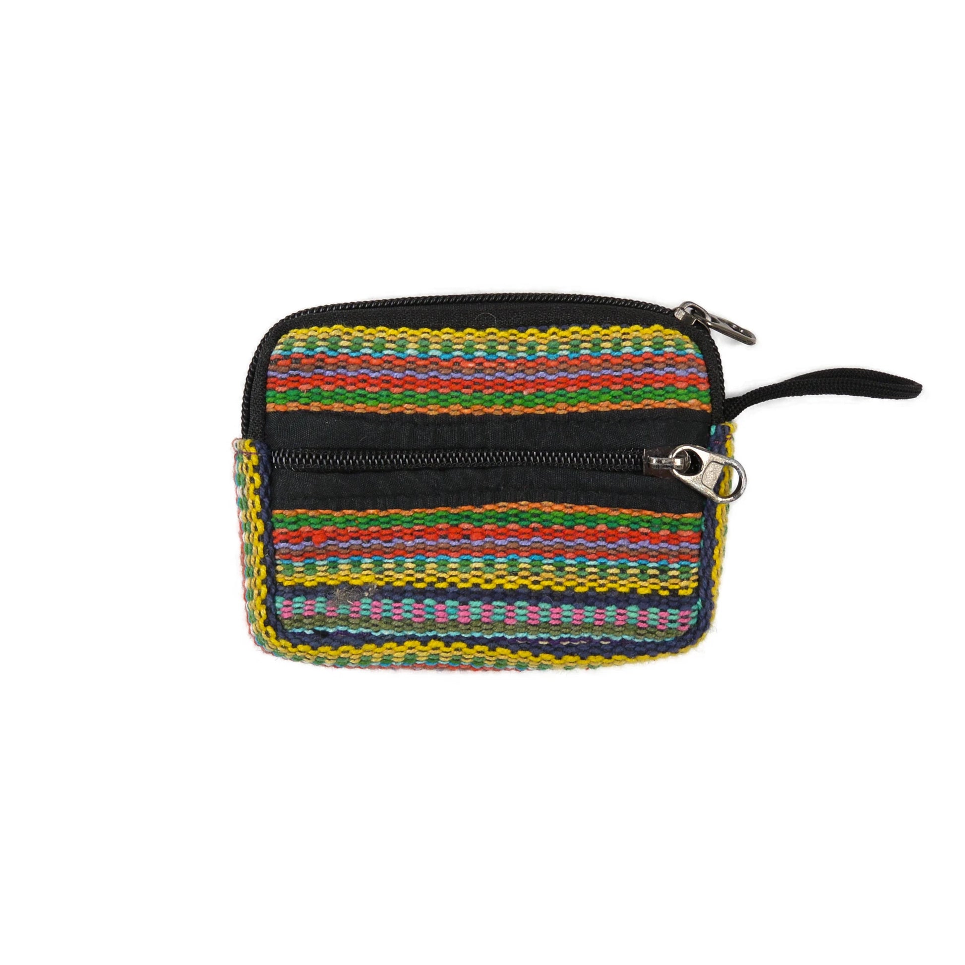 Stoff Portemonnaie aus Baumwollstoff mit zwei separaten Fächern, Bunt, Gestreift