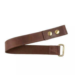 Gürtel-Verlängerung aus Leder, Cognac Braun mit zwei Druckknöpfen an einem und einen Vierkantring zur Verlängerung von Gürteln unserer Hüfttaschen an dem anderen Ende