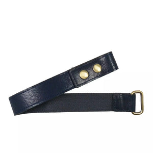 Gürtel-Verlängerung aus Leder NAVY Blau mit zwei Druckknöpfen und Vierkantring zur Verlängerung von Gürteln unserer Hüfttaschen.