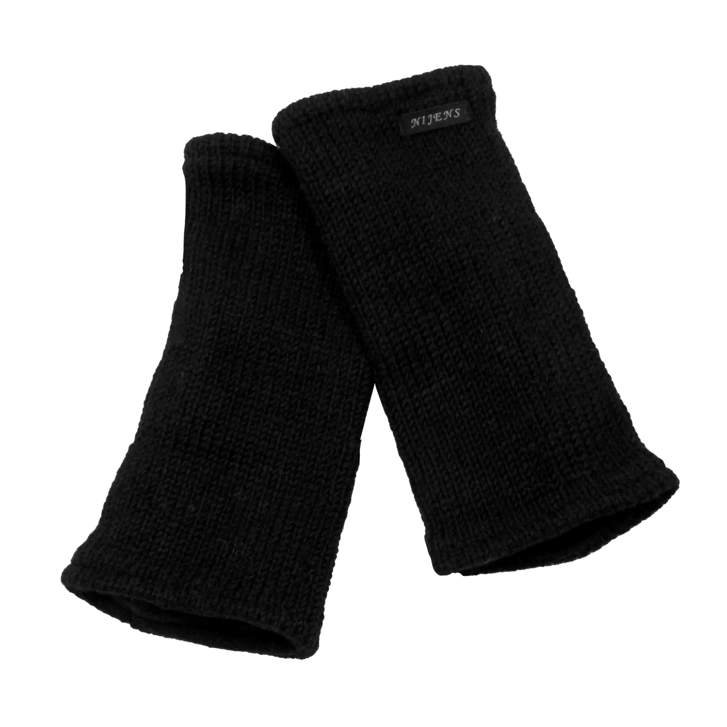 Pulswärmer, Armstulpen aus Schurwolle Schwarz mit Daumen frei .