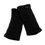 Pulswärmer, Armstulpen aus Schurwolle Schwarz mit Daumen frei .