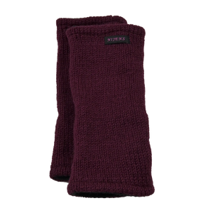 Pulswärmer, Armstulpen aus Schurwolle Lila mit Daumen frei und Innenfutter aus Fleece.