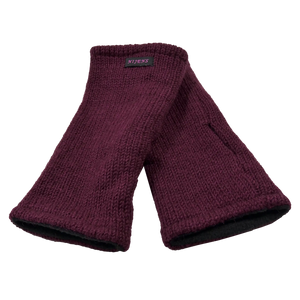 Pulswärmer, Armstulpen aus Schurwolle Lila mit Daumen frei und gefüttert mit  Fleece.
