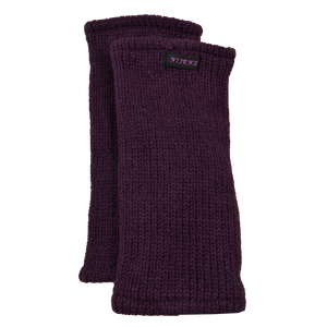 Pulswärmer, Armstulpen aus Schurwolle Violett mit Daumen frei und Innenfutter aus Fleece.