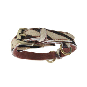 Halsband für Hunde aus Leder mit bedrucktem Kuhfell in Zebra- und Kuhoptik