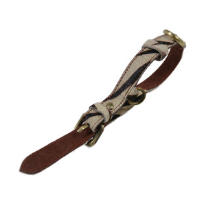 Halsband für Hunde aus Leder mit bedrucktem Kuhfell in Zebra-