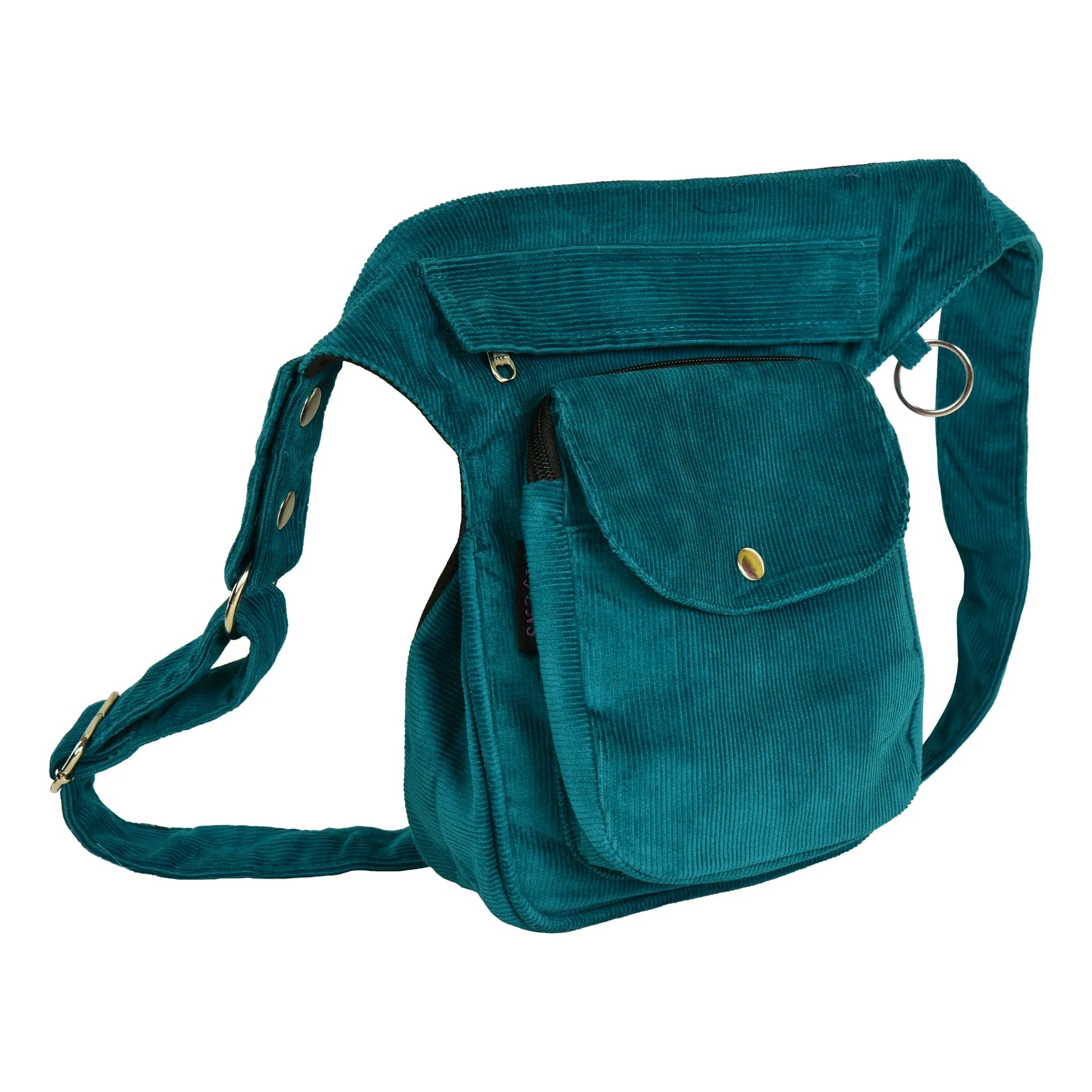 Gürteltasche, Gassi-Tasche aus Cord Seegrün. Diese Tasche verfügt über einen Leckerli Fach mit wasserabweisenden und waschbarem Innenfutter.