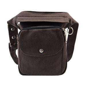 Gürteltasche für Hundebesitzer mit integriertem Leckerlifach aus Canvas Baumwollstoff in Braun.