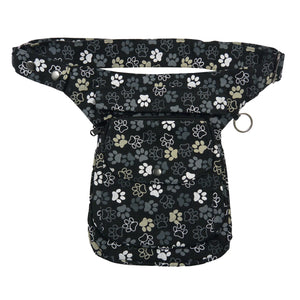 Gassi-Tasche Stoff mit Hundepfotenabdruck (Schwarz-Grau-Gelb)