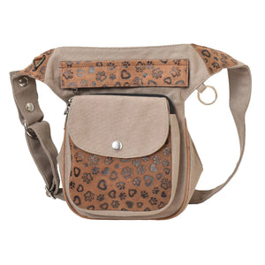Gassi-Tasche Wildleder mit Pfotenherzprägungen