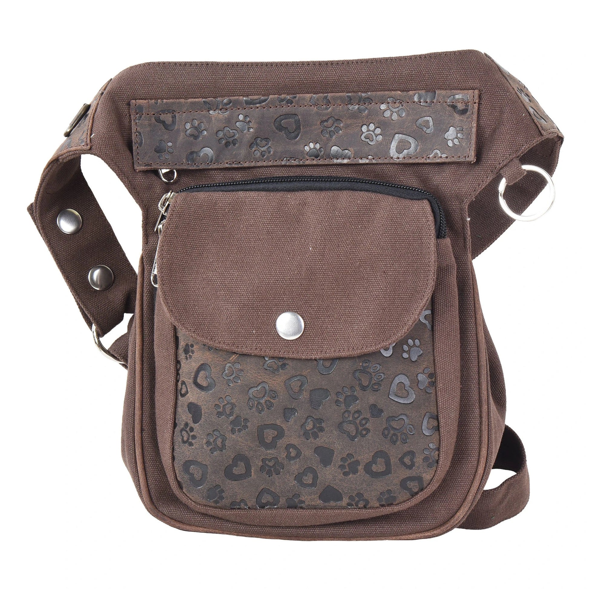 Gassi-Tasche Vintage Leder Schokoladenbraun mit Pfoten- und Herzprägungen - NJ-Hannover HS 4807 Nijens Shop