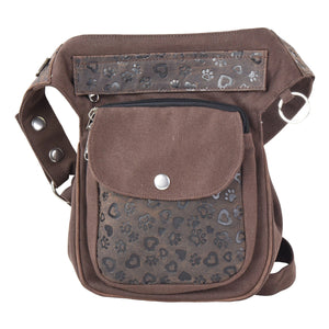 Gassi-Tasche Vintage Leder Schokoladenbraun mit Pfoten- und Herzprägungen - NJ-Hannover HS 4807 Nijens Shop