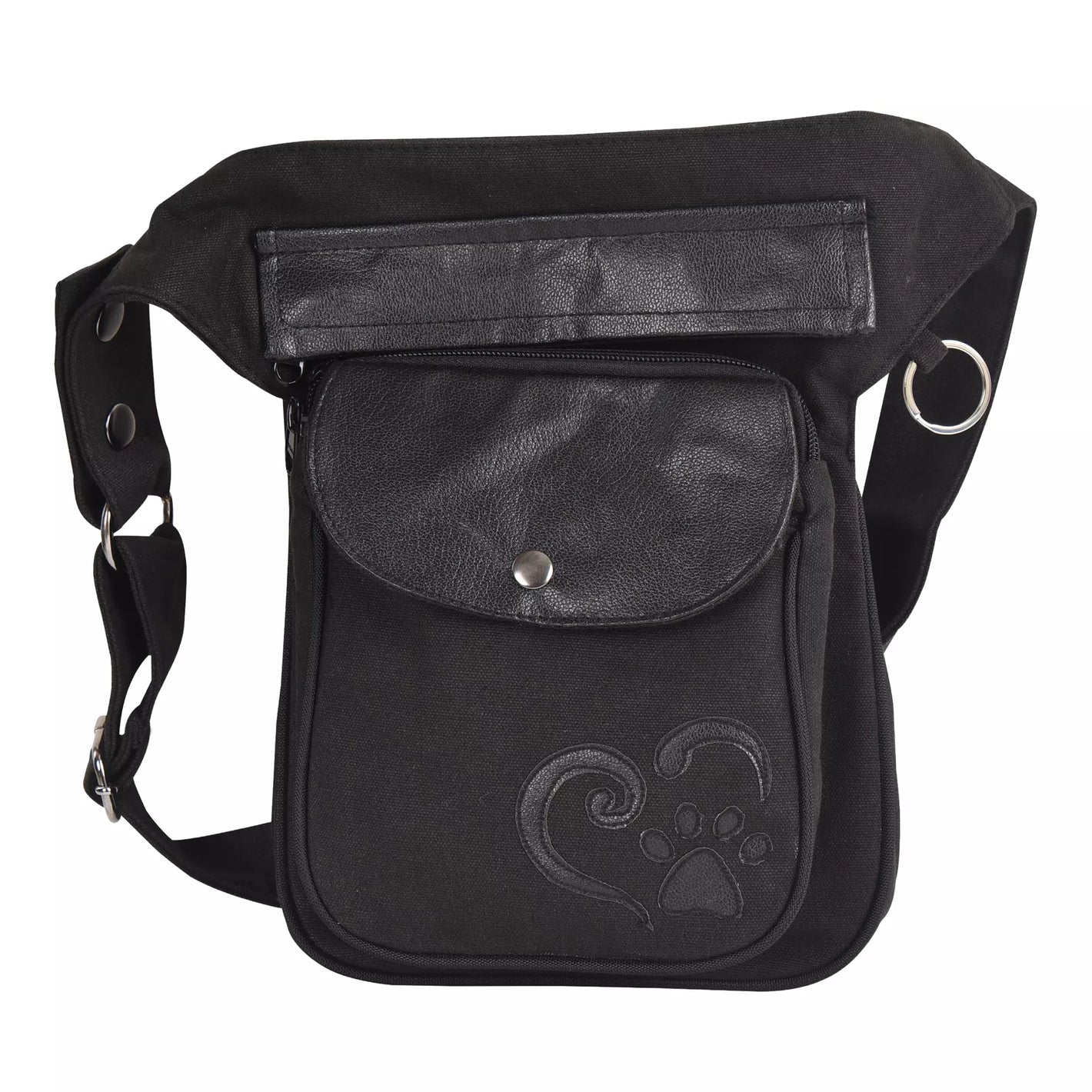 Nijens Gassi-Tasche Hannover aus Canvas in Schwarz mit Herz- und Pfote – Vorderansicht