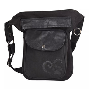 Nijens Gassi-Tasche Hannover aus Canvas in Schwarz mit Herz- und Pfote – Vorderansicht