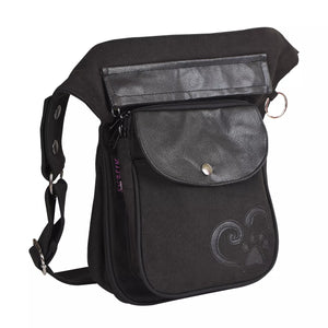 Nijens Gassi-Tasche Hannover aus Canvas in Schwarz mit Herz- und Pfote – Seitenansicht