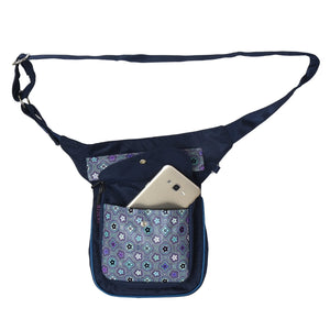 Handy-Tasche, Gürteltasche aus Nylon Dunkelblau, Wasserabweisende mit veganem Leder