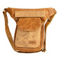 Nijens Leder Gassi-Tasche mit Blumenprägung Senf Farbe