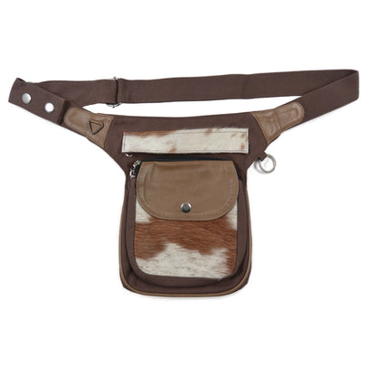 Gassi-Tasche Leder mit Kuhfell Braun 24