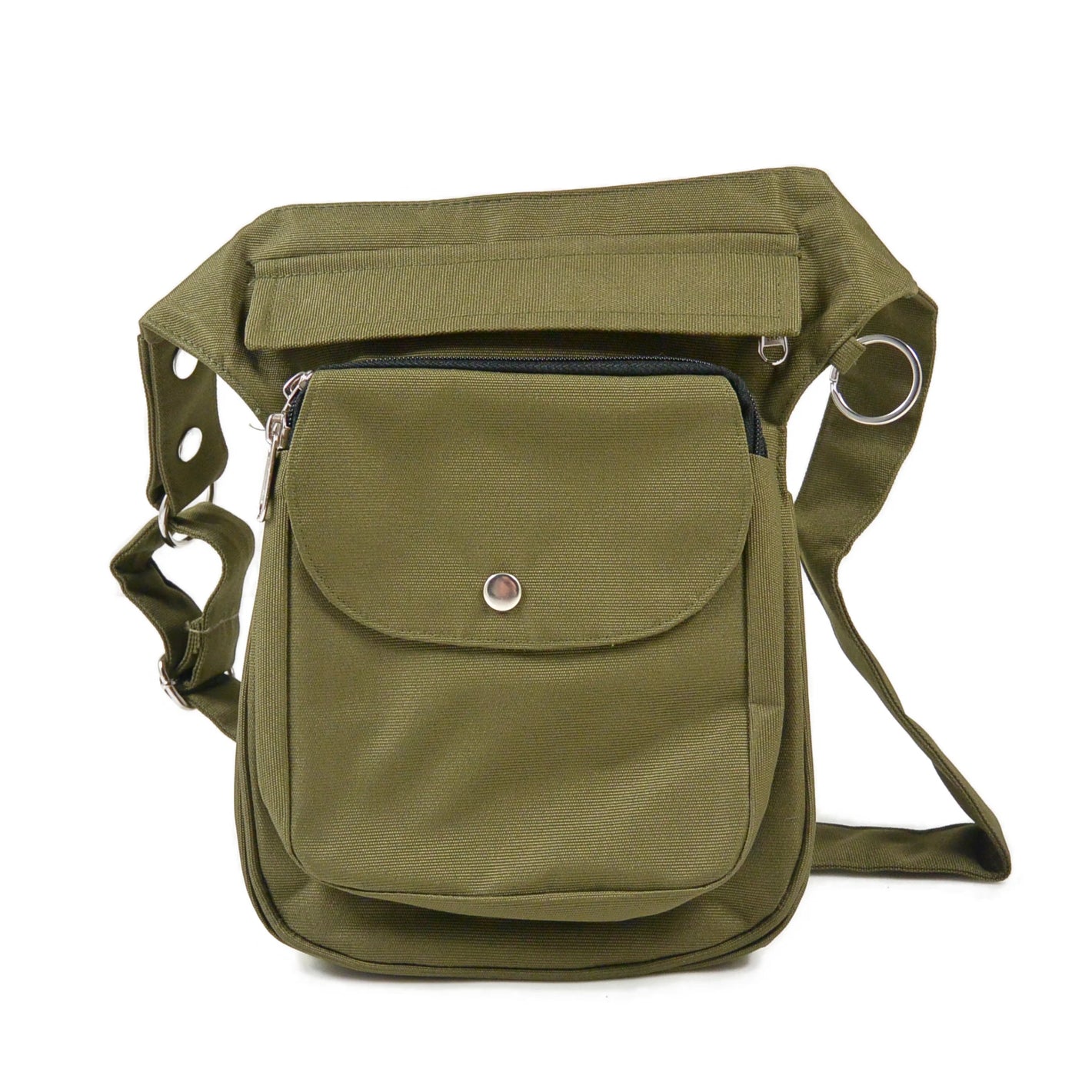 Wasserabweisende Hüfttasche in Grün von Nijens. Ideal als Gassitasche, Alltagstasche. Praktisch mit mehreren Fächern & verstellbarem Gürtel.