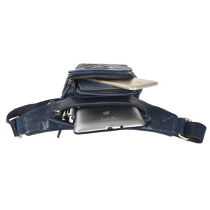 Gürteltasche Leder Navy Blau mit Pfote im Herz Prägung 1 - Nijens Shop
