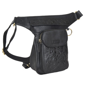 Gassi-Tasche Leder Schwarz Pfoten&Herzprägungen - Gürteltasche S-XXXL - Hannover NJ-25 9044 Nijens