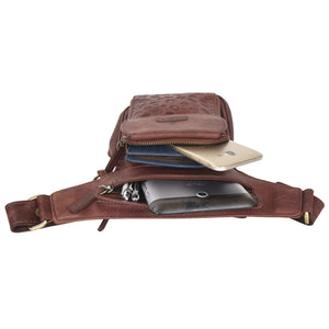 Gassi-Tasche Leder Cognac (Pfoten-Herzen Prägung) 2 - Nijens Shop