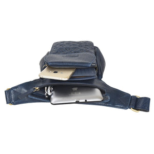Leder Navy Blau mit Pfoten-Herzen Prägung - 2 Gürteltasche Nijens