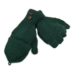 Fingerlose Handschuhe aus Schurwolle in Grün mit Fleeceeinlage. 
