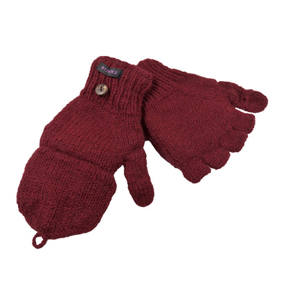 handschuhe umklappbar Fingerfreie Handschuhe, Fäustlinge aus Schurwolle- Handgestrickt