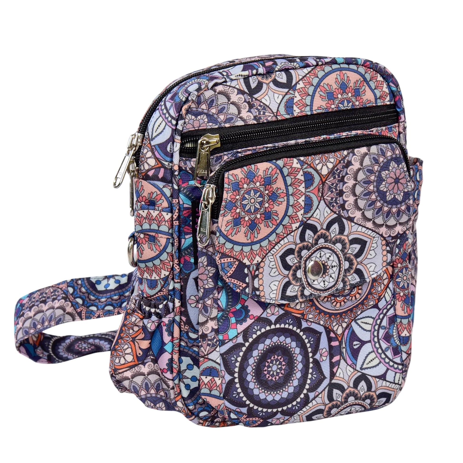 Lavendelfarbene Gassitasche im Mandala Design von Nijens mit seitlichem extra Fach und Öse für Kotbeutel - Konstanz 71081 Nijens Shop