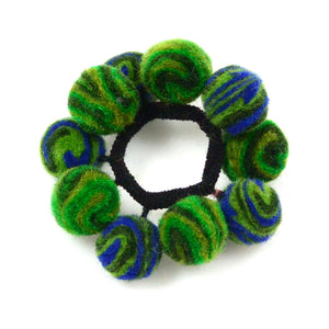 Felt accessories handmade felt hair tie bobbles made of wool green 103