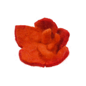 Haargummi mit orange-roter handgefilzter Filzblume. Nijens Shop.