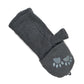 Dunkelgrauer Wollhandschuh mit gesticktem Pfotenmotiv, Knopfverschluss und umklappbarer Kappe – praktischer 2-in-1 Winterhandschuh von Nijens