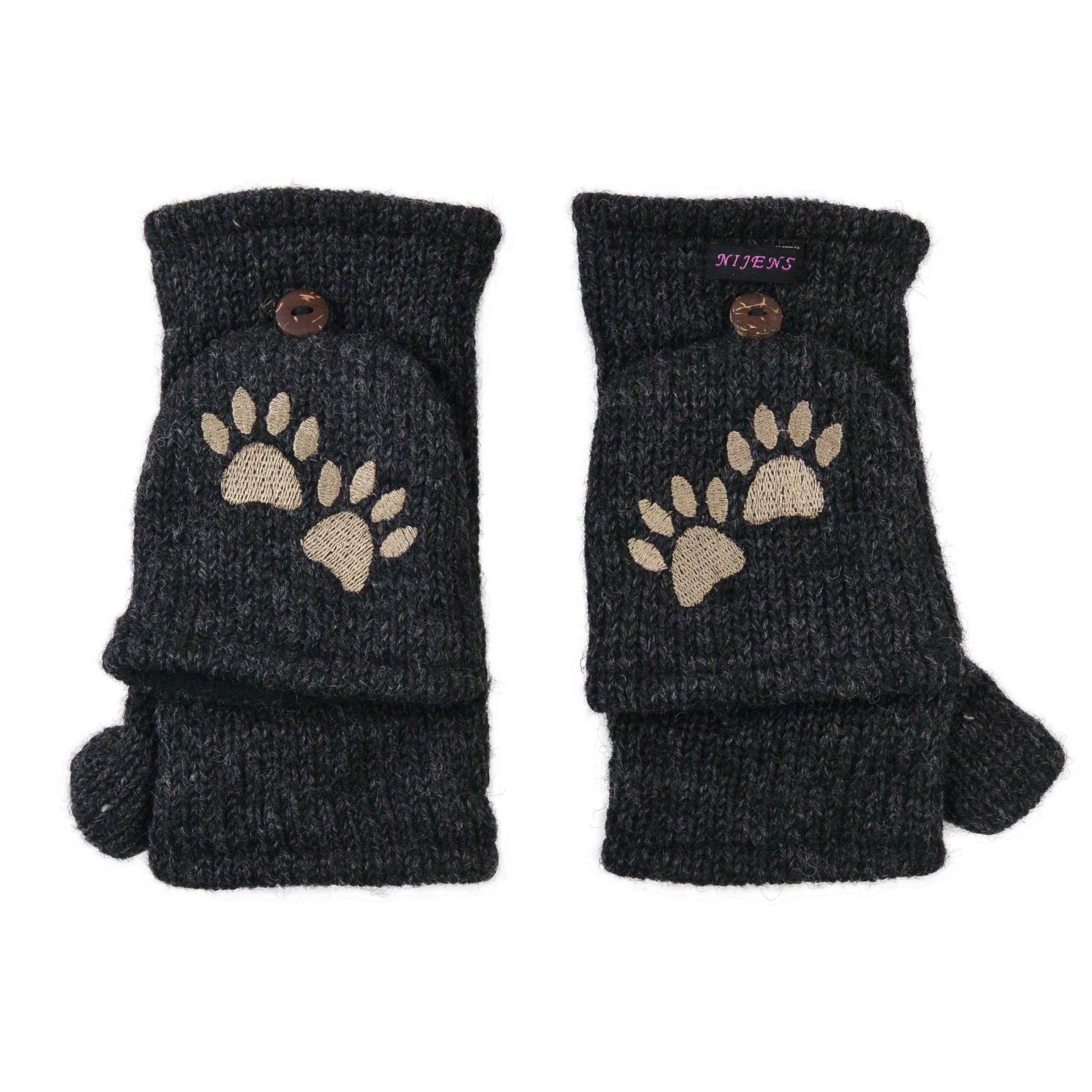 handschuhe fäustlinge warm Fausthandschuhe aus Wolle dunkelgrau – zeitlos & warm